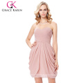 Grace Karin trägerlosen Schatzhals Hochzeitsfest Kleid Chiffon rosa kurzen Brautjungfer Kleid Muster 7 Größe US 4 ~ 16 GK000124-2